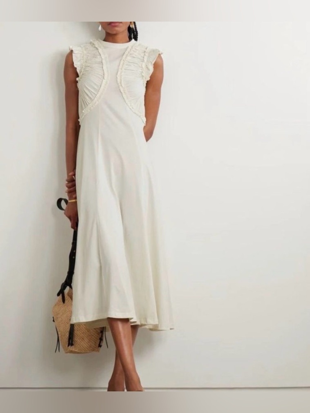 NWT ULLA JOHNSON
Shiva Sleeveless Ruffled Midi Dress